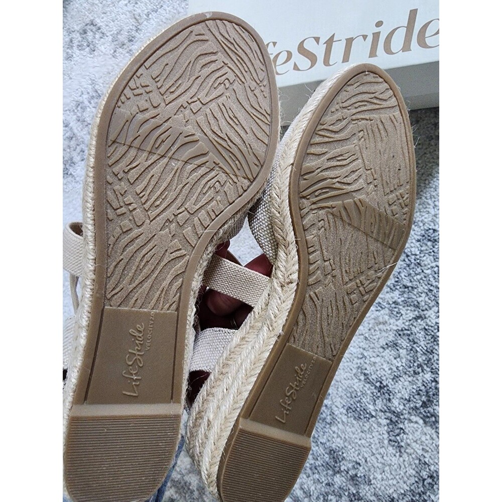 NEW Women's Kimball Wedge Espadrilles Natural Gold Canvas Fabric Size 8M - Picture 6 of 8